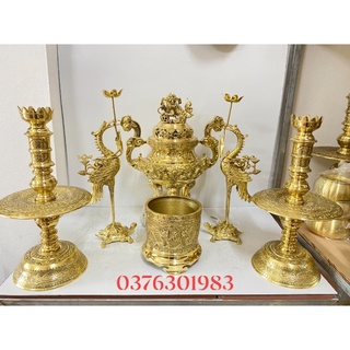 Combo bộ đỉnh thờ lư thờ bằng đồng nguyên chất cao 45cm