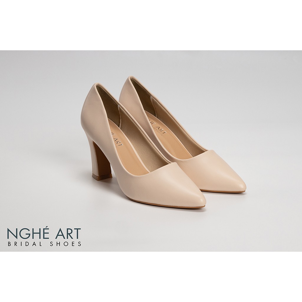 Giày cưới Nghé Art basic bít mũi gót vuông 221
