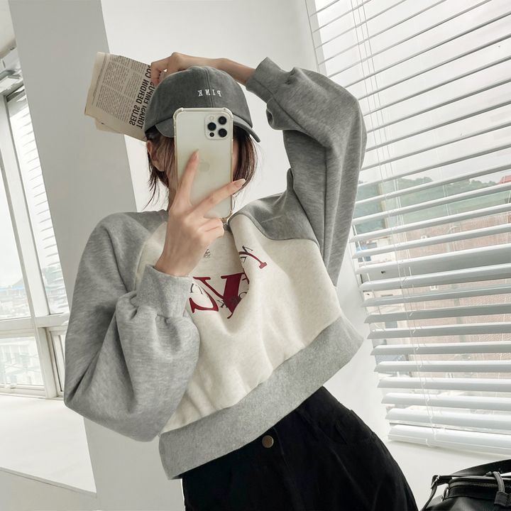 【77】Áo thun sweater dáng rộng may đơn giản phong cách Hàn Quốc ngọt ngào dễ thương thời trang thu đông cho nữ