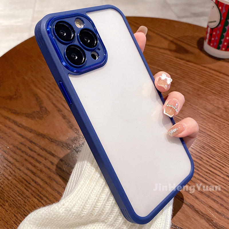 Ốp Điện Thoại Silicon Mềm Trong Suốt Chống Sốc Có Vòng Nhẫn Kim Loại Sang Trọng Cho IPhone 12 13 Pro Max