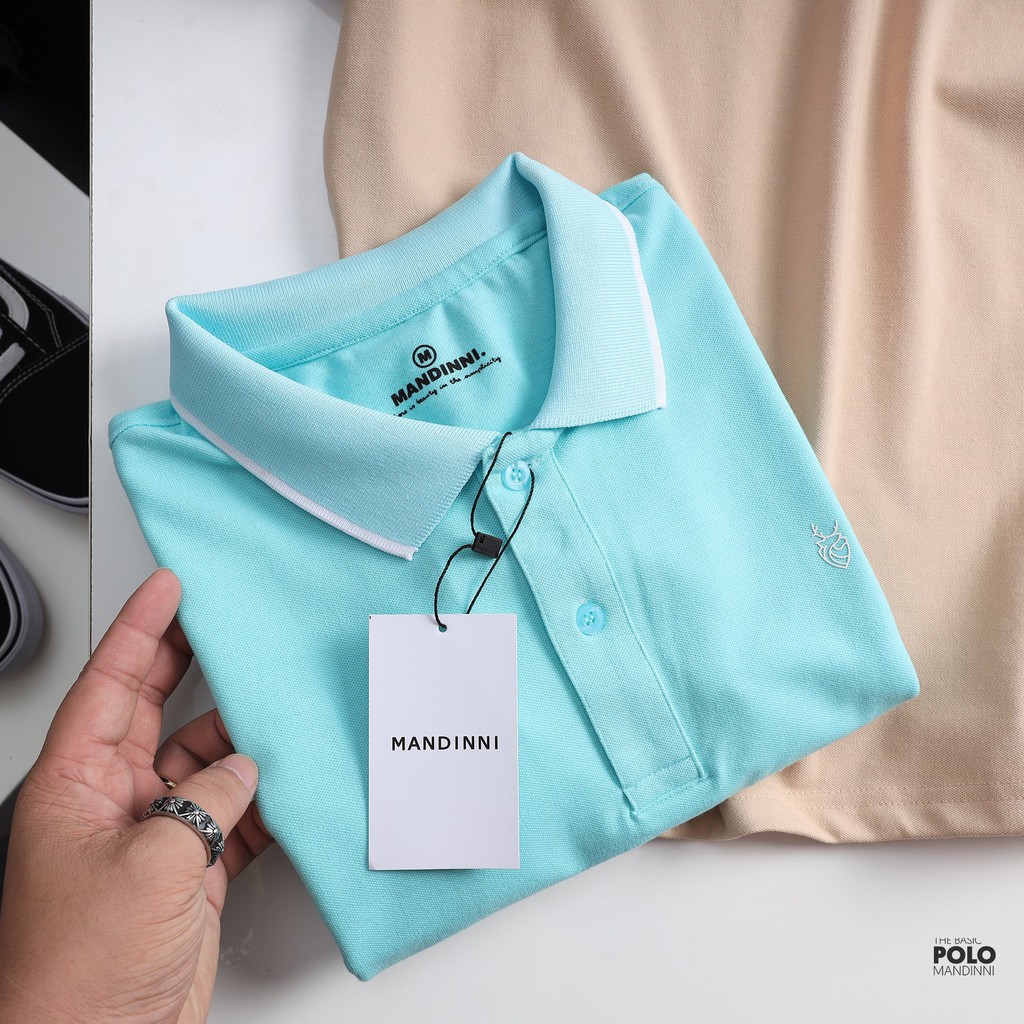 Polo phối viền cổ logo dập cao su hình hươu nổi By mandinni