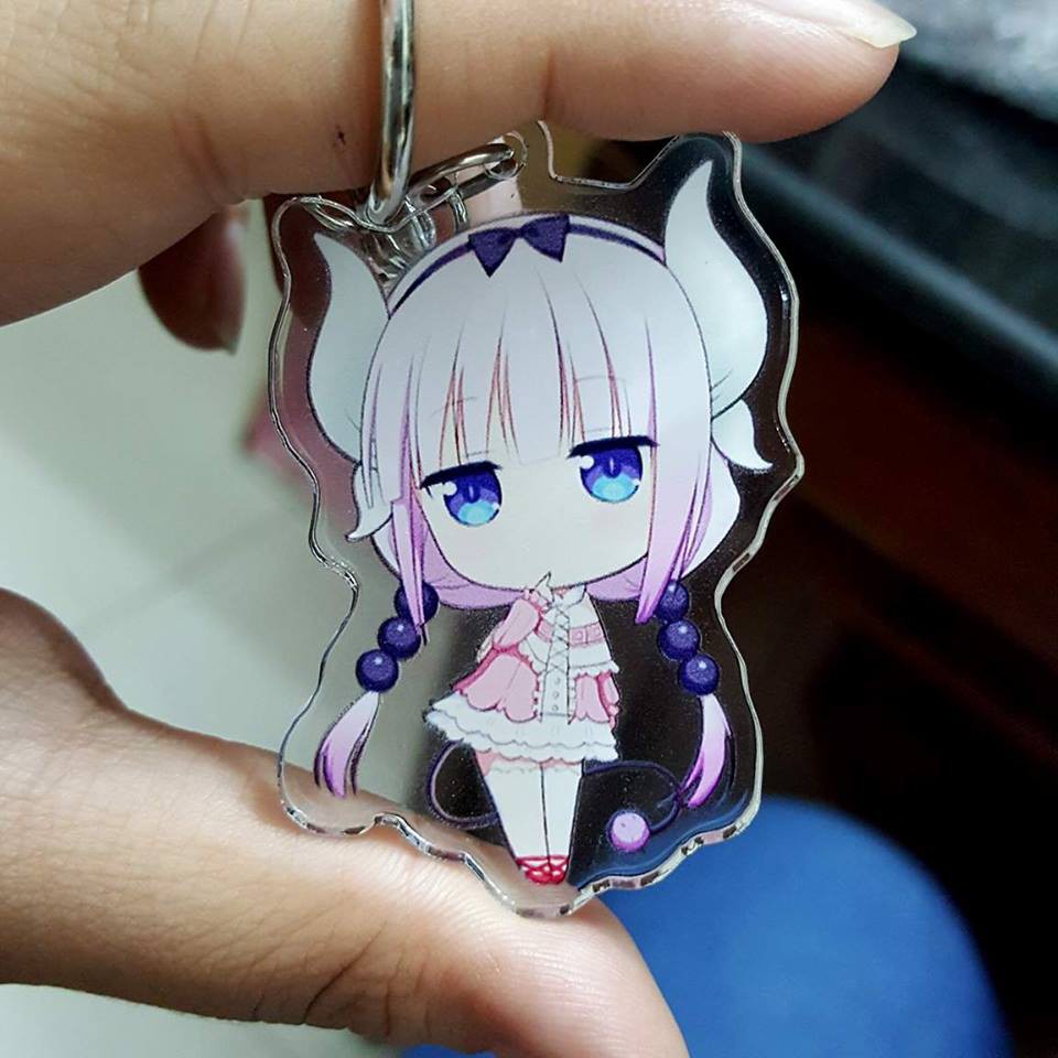 Móc khoá anime mica acrylic Kobayashi Dragon Maid - Hầu Gái Rồng Tooru/Kanna (6cm)