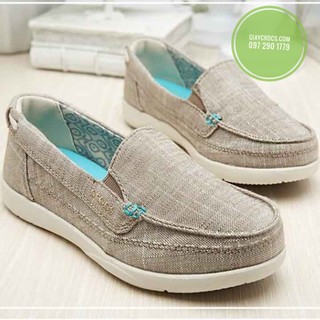 Giày Cross Nữ Walu Chambray Loafer Slip On màu kaki