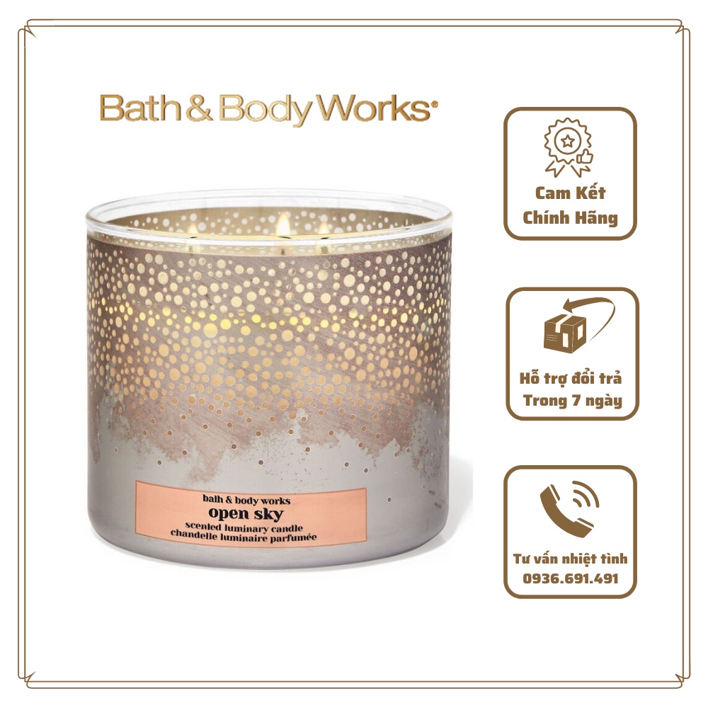 < BBW USA > Nến thơm Bath & Body Works OPEN SKY 3 bấc 411g
