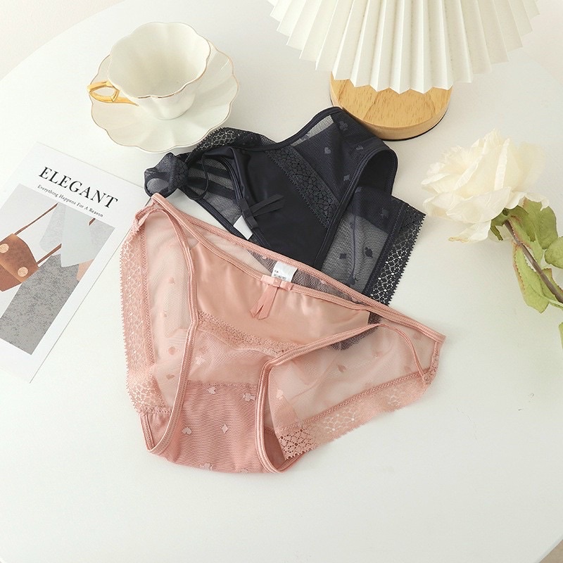Quần Lót Lụa Phối Ren Lưới Cạp Dây Sexy Mỏng Mát Hàng Cao Cấp-Kho Sỉ Mai Xuân
