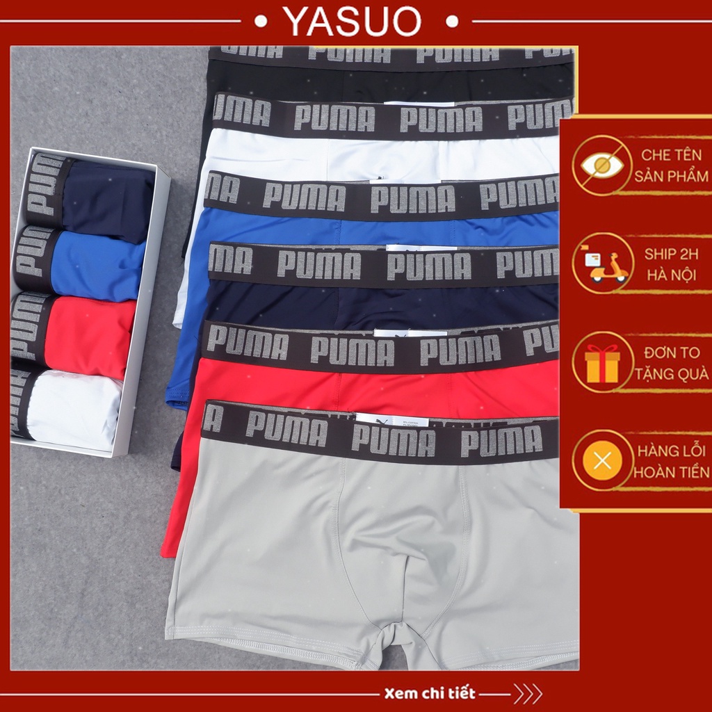 Quần sịp đùi nam, quần lót boxer nam thun lạnh co dãn bốn chiều lớp lót cotton thấm hút tối đa có che tên đơn - YASUO