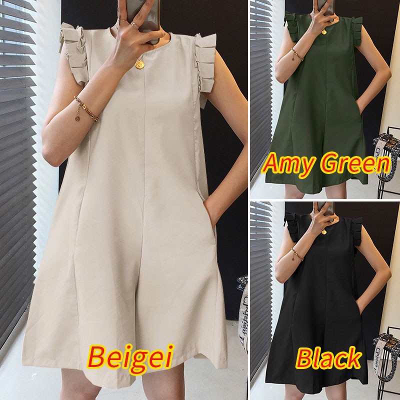 Bộ áo liền quần ZANZEA cổ tròn không tay dáng rộng thời trang dành cho nữ