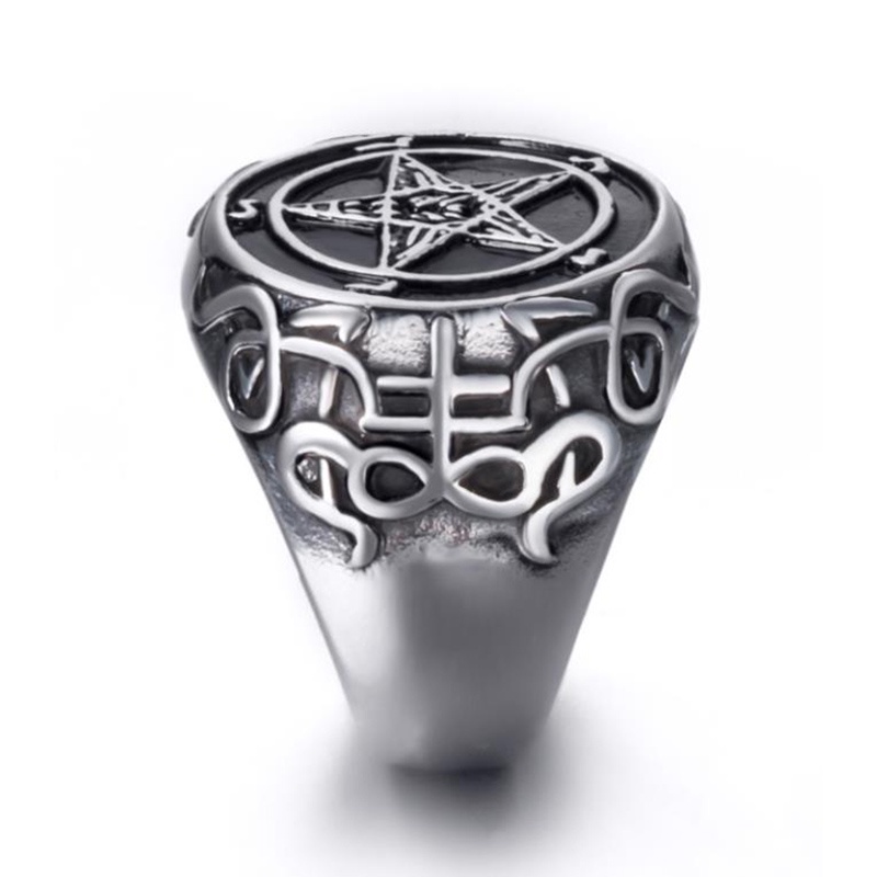 Nhẫn Thép Không Gỉ Mặt Thánh Giá Satan JP5