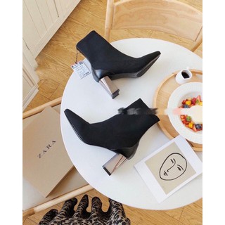 Bốt boot zara gót gương xuất dư fullbox tag mác