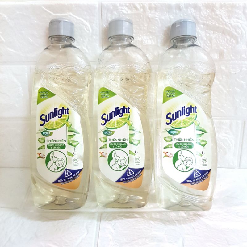 Nước rửa chén Sunlight thiên nhiên (Muối khoáng &amp; lô hội). Dạng túi/chai