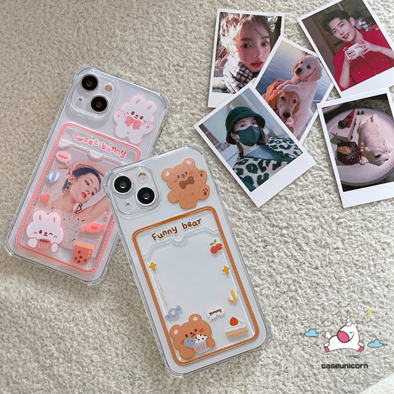 Ốp Điện Thoại Dẻo Trong Suốt Họa Tiết Gấu / Thỏ Dễ Thương Cho iPhone 11 13 12 14 Pro Max 14 6 7 6s 8 plus XR X XS Max SE 2020