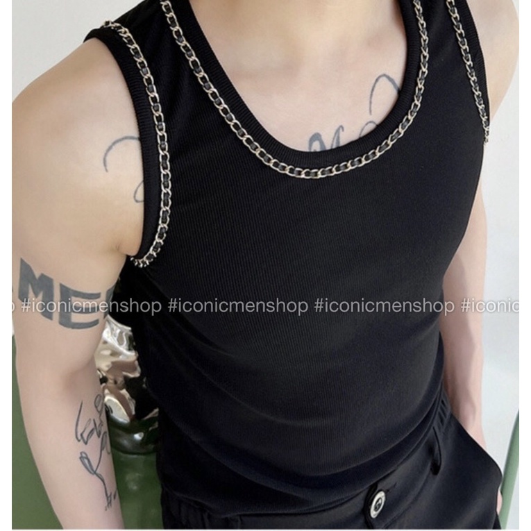 Áo ba lỗ nam mix dây xích