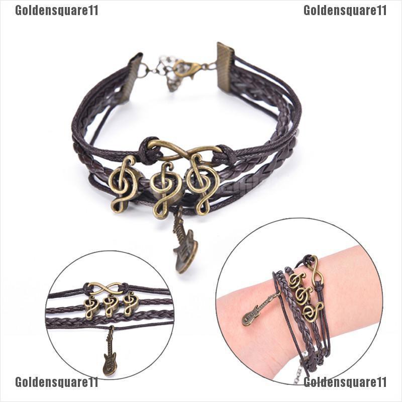 Vòng Tay Da Mặt Hình Nốt Nhạc Thời Trang