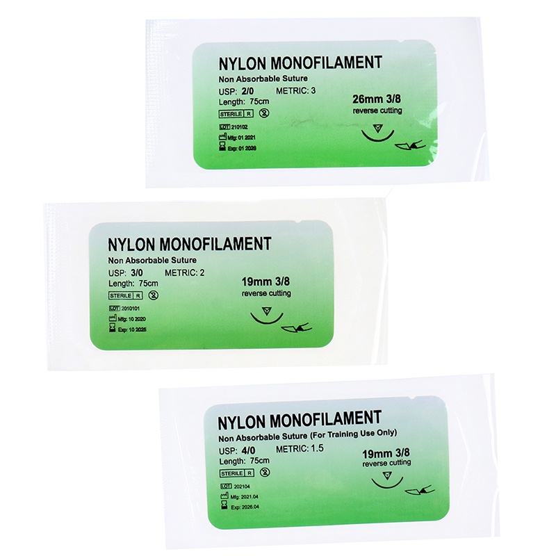 Set 6 Cuộn Chỉ Y Tế 2 / 0 3 / 0 4 / 0 Sợi Nylon Không Làm Tổn Thương Da