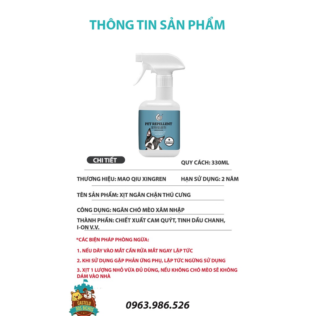 Xịt Xua Đuổi Chó Mèo - Xịt Không Cho Chó Mèo Nghịch Đồ Chính Hãng