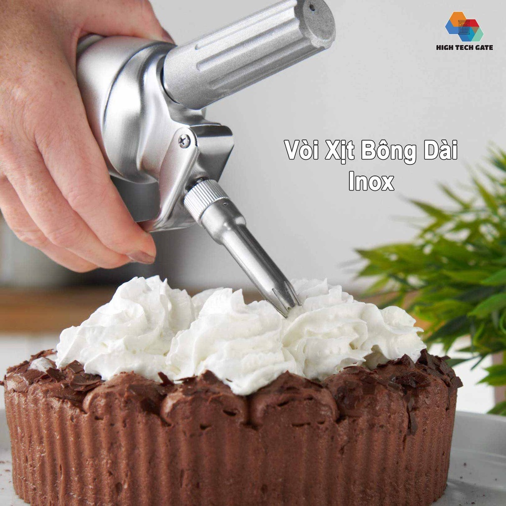 Bình Xịt Kem Tươi Cream Whipper 3 Vòi Inox, Dung Tích 500ml Chuyên Pha Chế Đồ Uống, Trang Trí Làm Bánh Kem