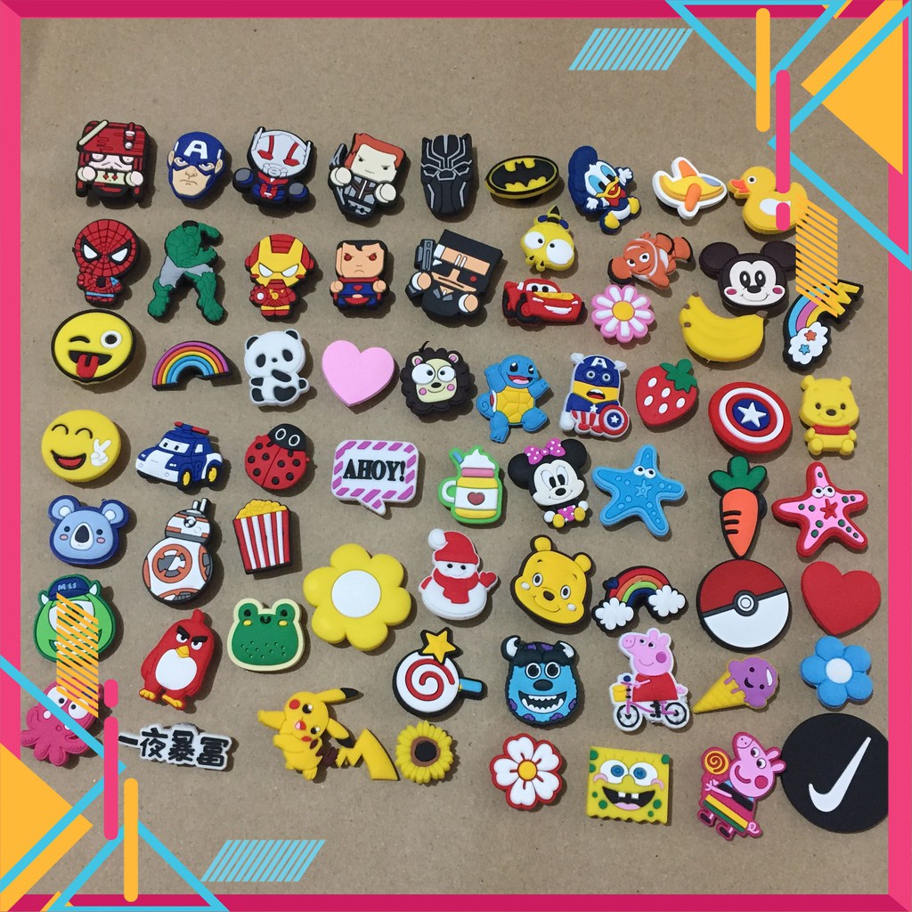 COMBO JITBITZ 2D - gắn dép sục-  gắn dép cá sấu - sticker 2d ngẫu nhiên