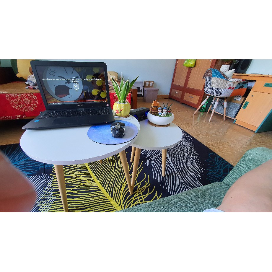 Combo 2 bàn trà sofa hiện đại màu Trắng phòng khách CÓ SẴN BT50M.01+BT40M.01