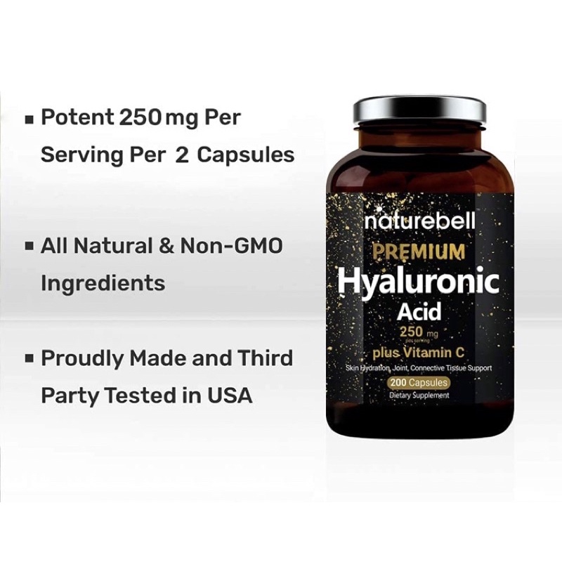 Viên cấp nước cấp ẩm nội sinh NatureBell Axit hyaluronic 250mg 200v USA