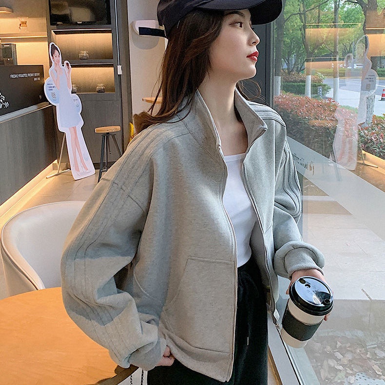 Áo khoác bóng chày cổ đứng thời trang thu đông dành cho nữ