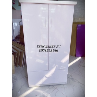 Tủ áo nhựa màu trắng ngang 83 cao 1m23  2 cánh 1 ngăn kéo phù hợp cho bé hoặc 1người dùng Freeship HCM
