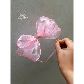 Cài tóc voan bèo đính vương miện cho bé