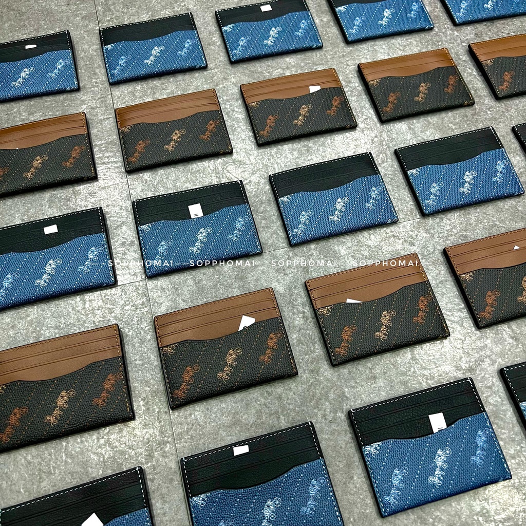 Ví đựng thẻ Coach monogram xanh