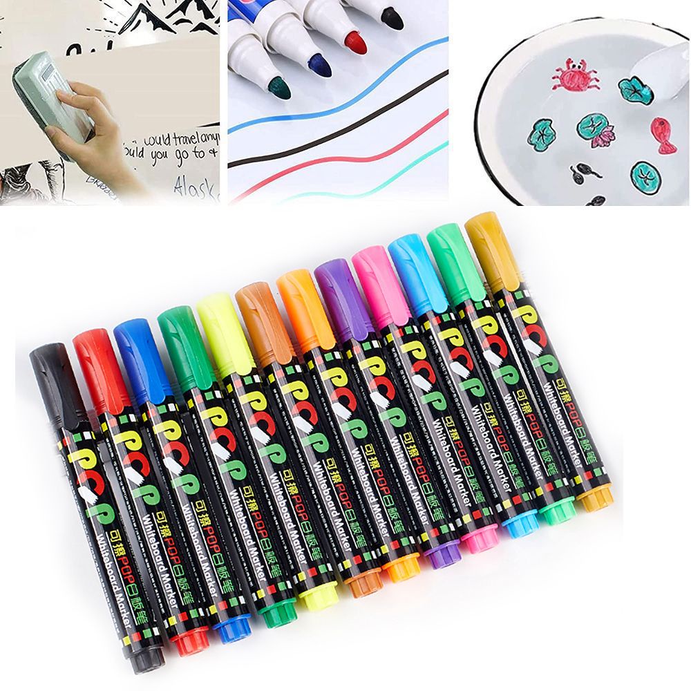 Bộ bút viết bảng trắng 12 màu sắc thần kỳ chuyên dùng cho trẻ em