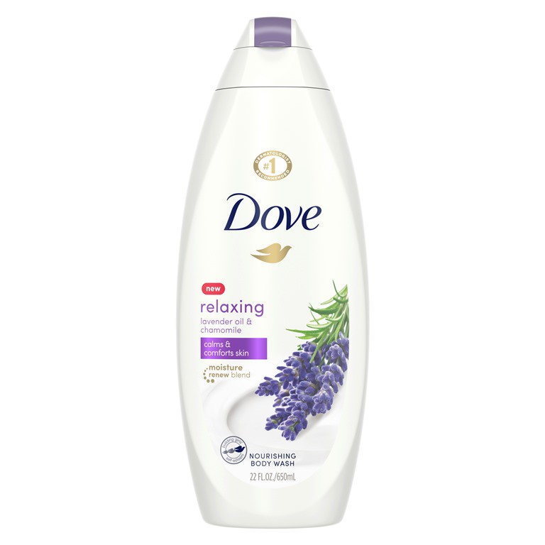 DẦU TẮM HƯƠNG LỰU VÀ LAVENER Dove Oil and Chamomile Body Wash, 22 oz 650ml SẢN XUẤT TẠI MỸ