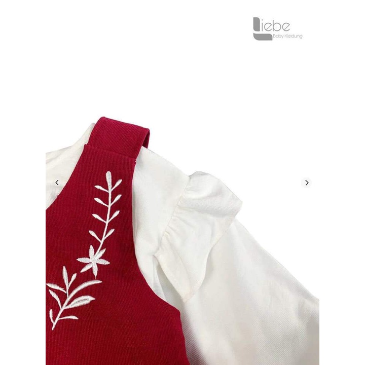 Set yếm đỏ áo trắng bé gái