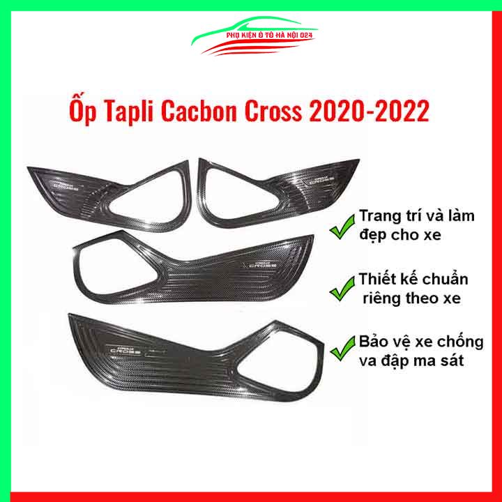Bộ ốp tapli Corolla Cross 2020-2022 vân cacbon chống xước va đập khi mở cửa và làm đẹp xe