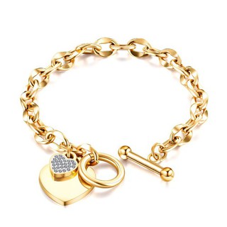 Lắc tay nữ dây xích trái tim titan ko đen tt 2796