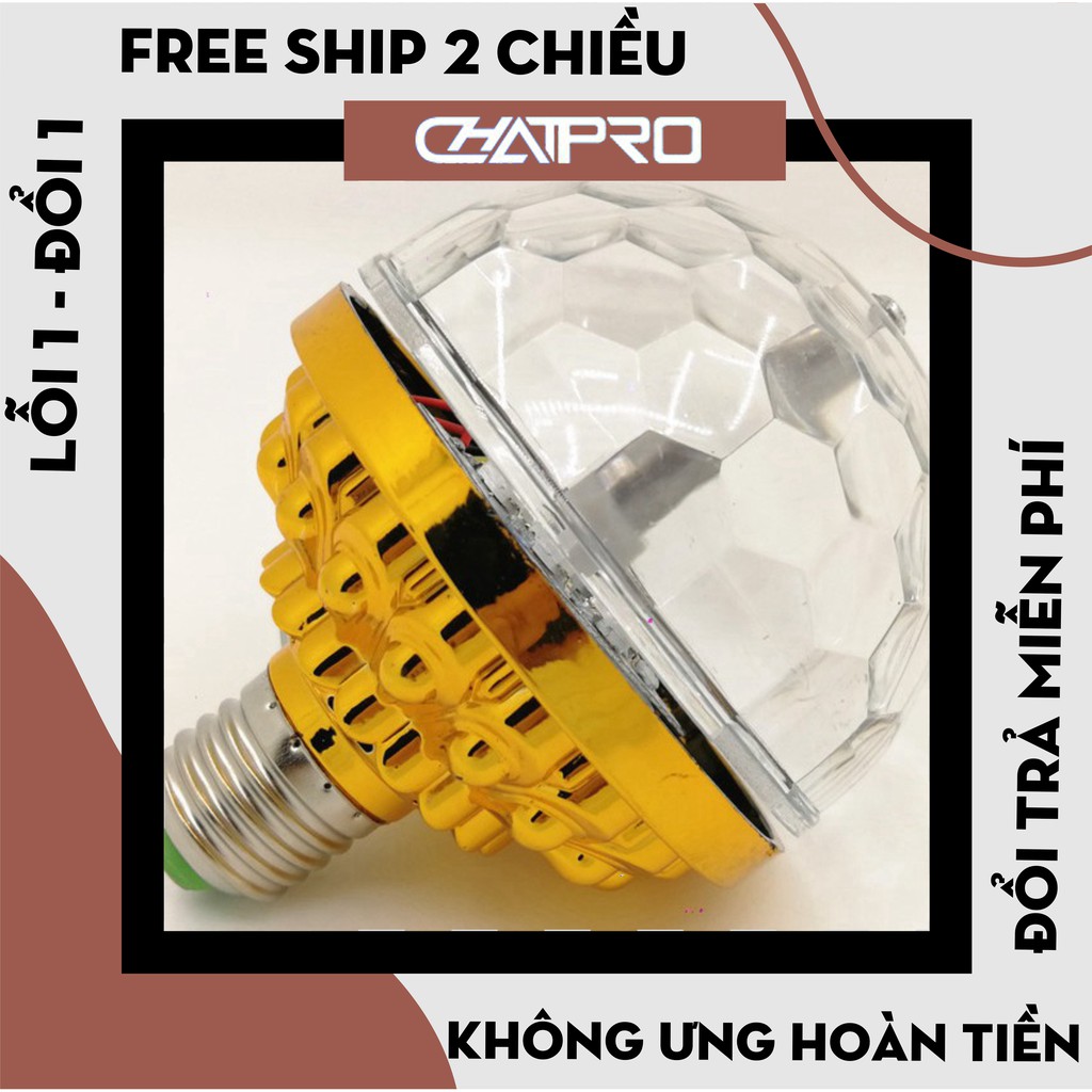 Đèn Led Nháy Chớp 7 Màu Tự Xoay Đui Tròn Cao Cấp Trang Trí Tết - Đèn Nháy Tết Laser Theo Nhạc Vũ Trường 7 Màu 5 Chế Độ