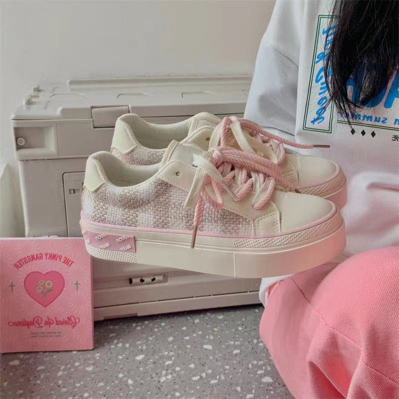 CHZK Giày Thể Thao Canvas Đế Dày Mũi Tròn Phong Cách Mới Cho Nữ