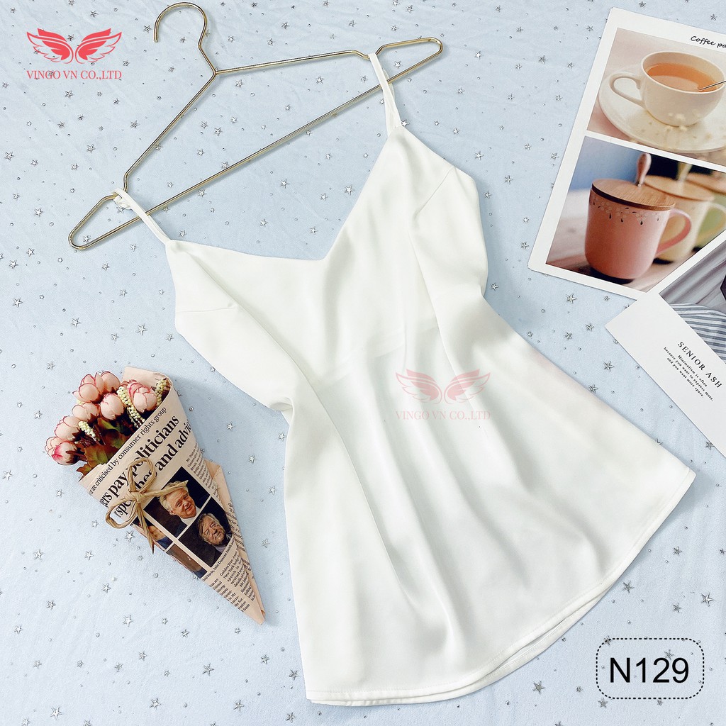 Áo 2 Dây Lụa Nữ Cổ V 2 Lớp Lót Ngực Mát Mẻ Sang Trọng Mùa Hè Mặc Cùng Áo Vest Blazer Chân Váy Vingo AN129 VNGO | BigBuy360 - bigbuy360.vn