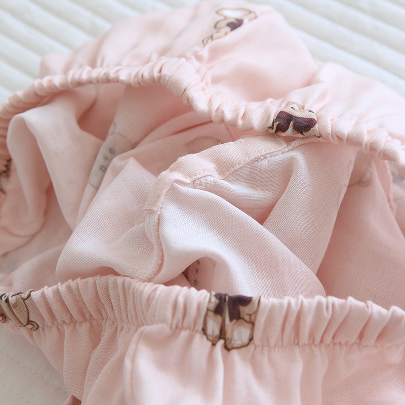 Bộ pyjama nữ vải xô Nhật hình gấu dễ thương, dáng ngắn