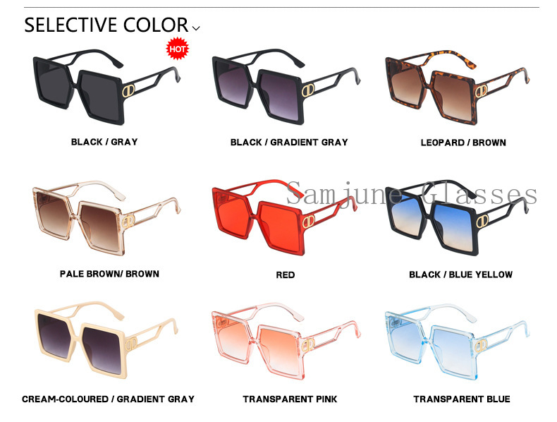 Kính mát gọng vuông phong cách Âu Mỹ retro thời trang Samjune