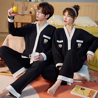 Bộ đồ ngủ pijama cotton tay dài dáng rộng thời trang xuân thu cho nam