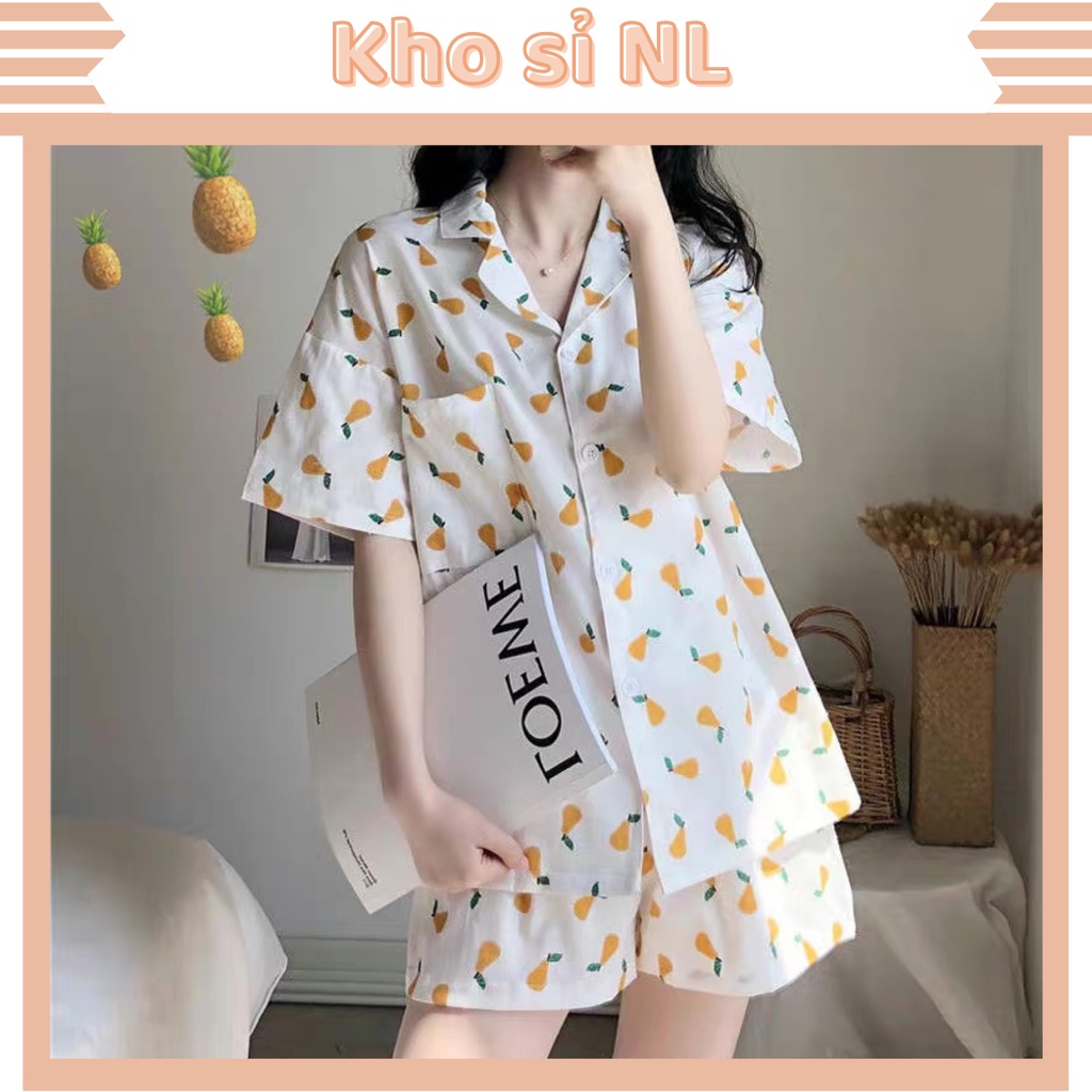 Pijama bộ ngủ quần áo mặc nhà hình quả lê cộc tay, đồ ngủ nữ hoạt hình chất mát JAN House Cao cấp