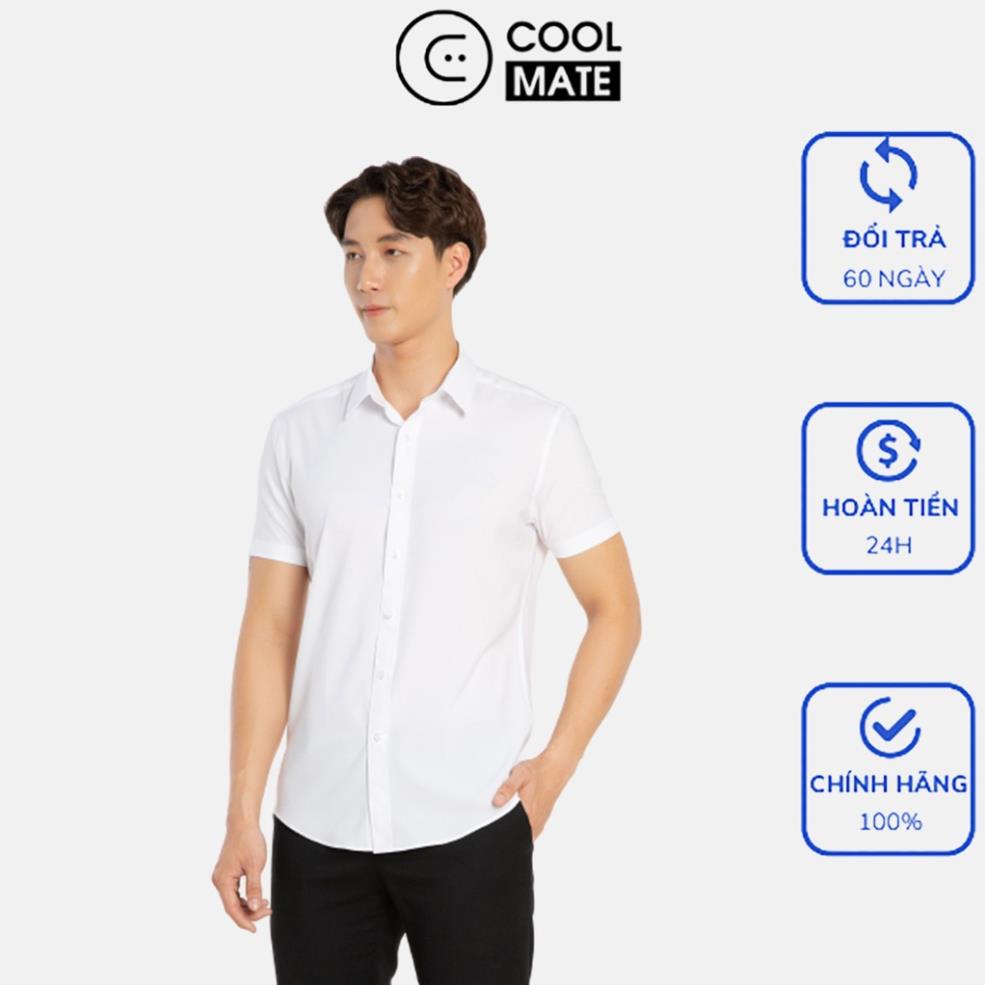 Áo sơ mi nam ngắn tay Nano-Tech Easycare chống nhăn màu TRẮNG thương hiệu Coolmate !