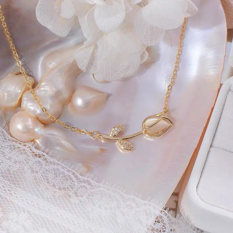 Vòng cổ Hình Hoa Tulip Đính Đá Thời Trang