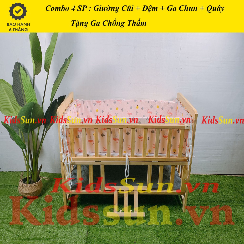 Nôi Cũi 2 Tầng BabySunCho Bé Cho Bé Màu Tự Nhiên Chất Liệu Gỗ Thông Trắng Nga Bảo Hành 6 Tháng Hàng Xuất Khẩu