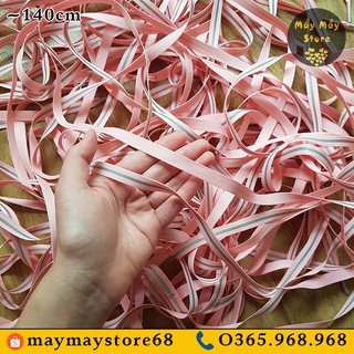 Dây giày phản quang dẹt hồng cam ~1m4