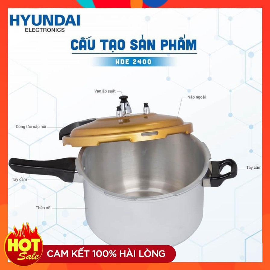 [FreeShip] Nồi Hầm, Nồi Áp Suất Đáy Từ HYUNDAI HDE 2402G/R - Có 3 Dung Tích, Giữ Nhiệt Đến 9h, Tiết Kiệm Năng Lượng