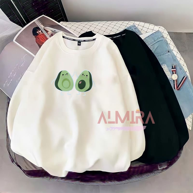 Áo Sweater Nỉ Quả Bơ Form Rộng Unisex, Áo Nỉ Cổ Tròn Nam Nữ Nhiều Màu