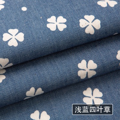 Tấm Vải denim cotton Mỏng Mềm Mại 50x150cm In Họa Tiết Màu Xanh Dương / Trắng Dùng Làm Đồ Thủ Công