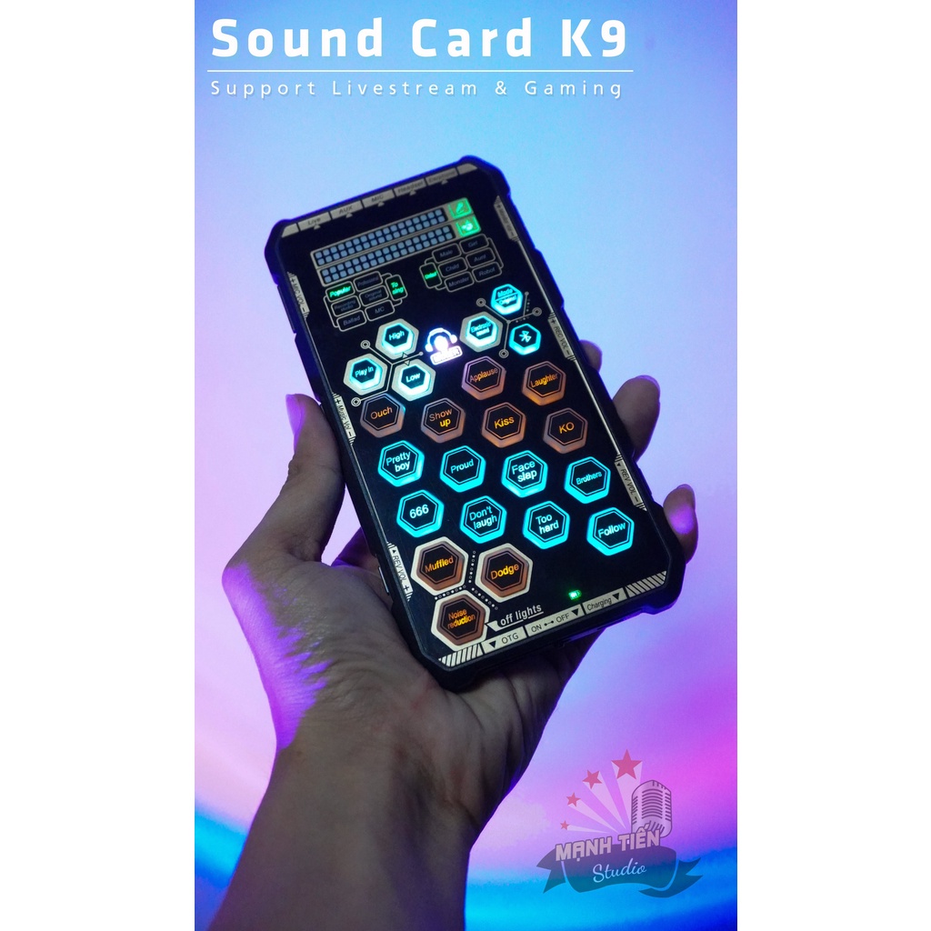 Sound Card K9 Mobile - Chơi game, Thu âm, Livestream, Karaoke online, pk đơn giản chỉ cần thêm tai nghe -Hỗ trợ Autotune
