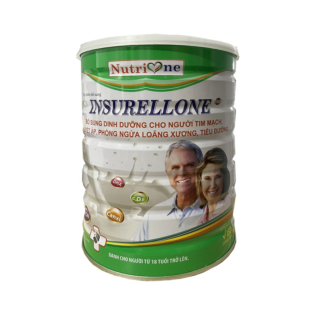 Sữa INSURELLONE plus Nutrione - Sữa dành cho người tim mạch , huyết áp , phòng ngừa loãng xương , tiểu đường - Hộp 900g