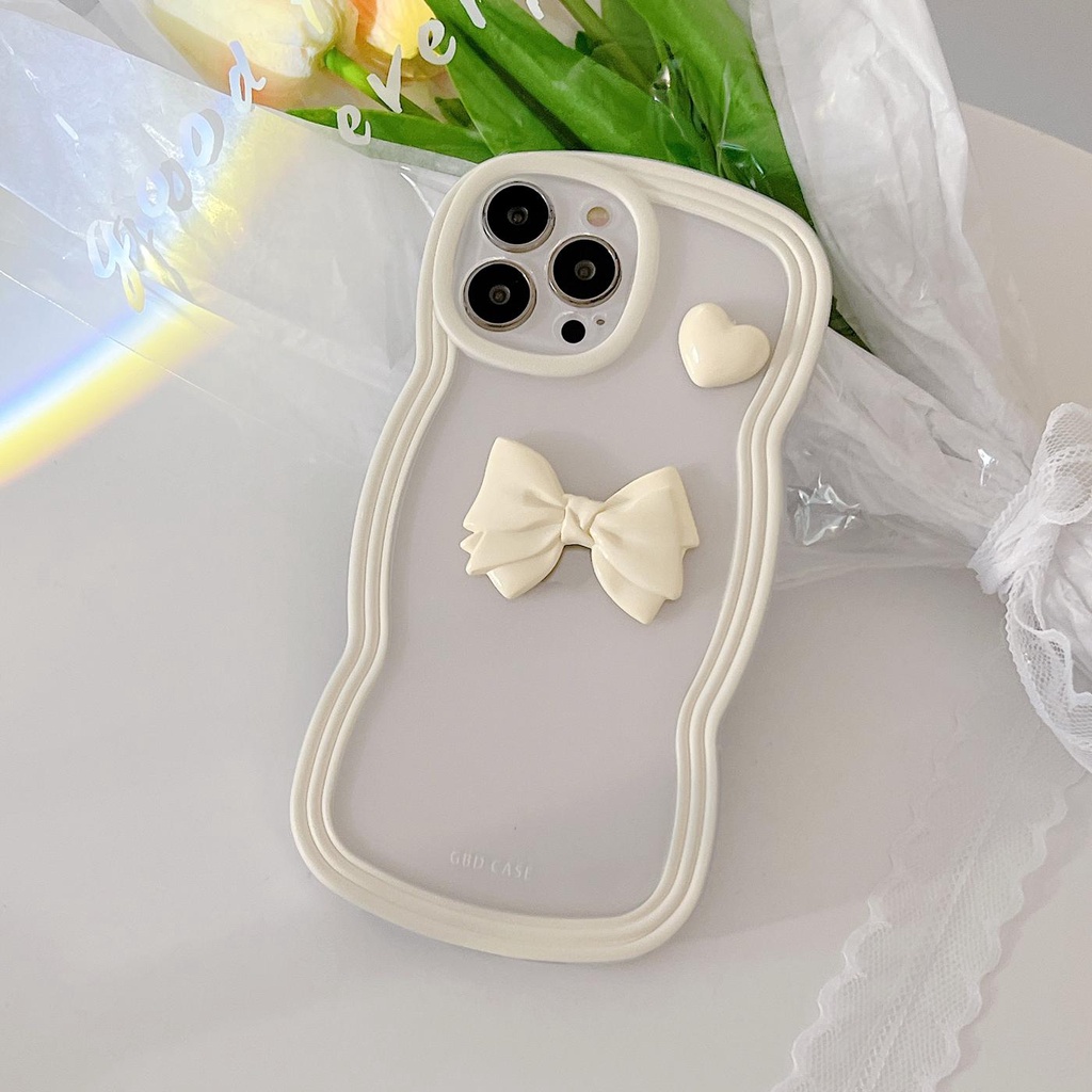 Ốp Điện Thoại Tpu Mềm Trong Suốt Màu Kẹo Hình Nơ Trái Tim 3D Cho iPhone 11 12 13 pro max xr x xsmax