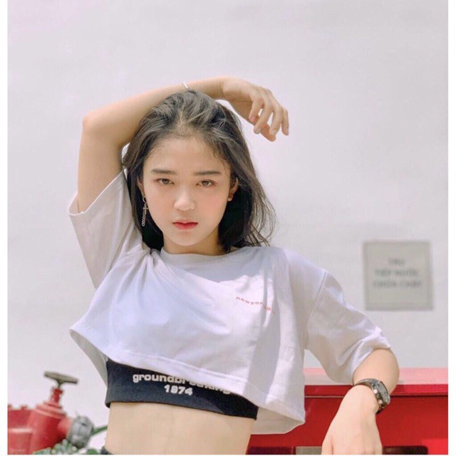 [Mã FASHIONT4WA2 giảm 10K đơn 50K] [Hàng Có Sẵn] Set Áo Thun Croptop Nữ Thêu Ground Breaking 1874_Hình Thật kèm Video | BigBuy360 - bigbuy360.vn